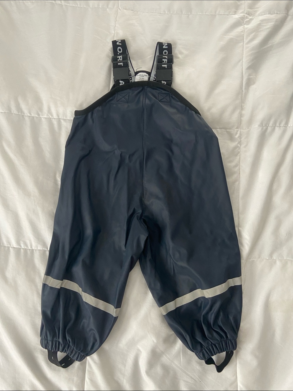 Polarn O. Pyret Black and Gray Logo Strap Waterproof Bib 6-12m